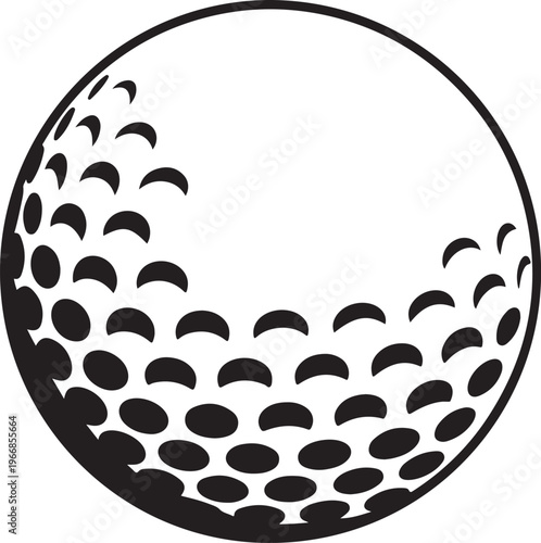 Vector Golf Ball - Black and White Close-up Icon