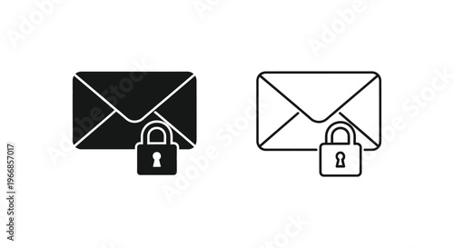 secure email icons with locked envelopes Vector