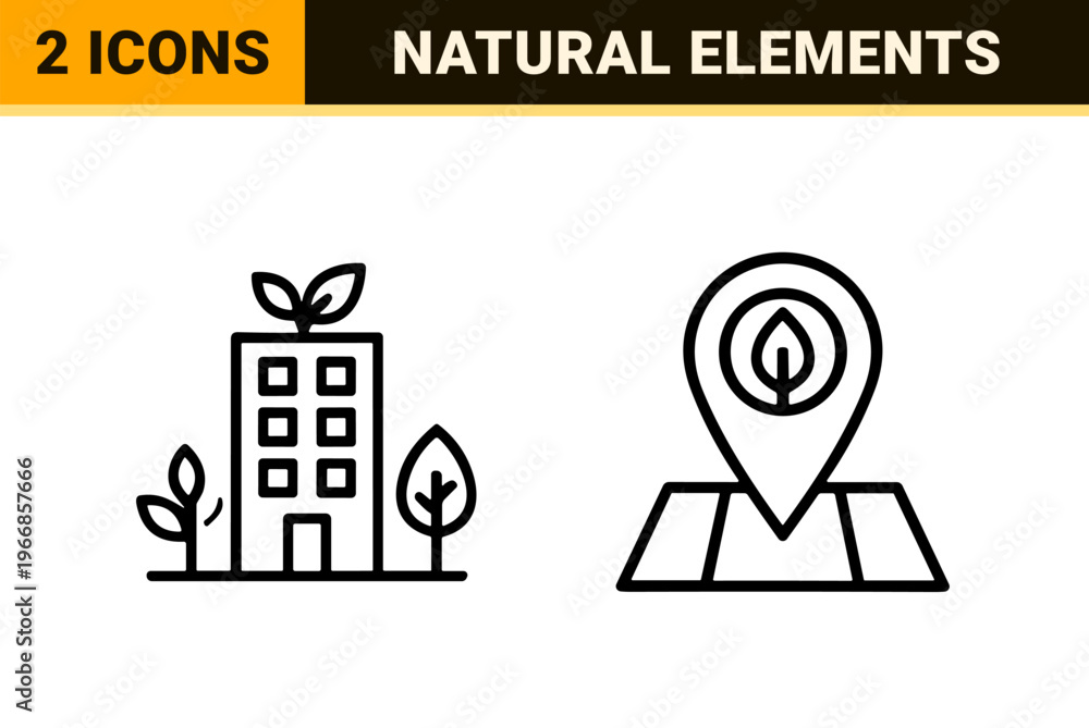 Fototapeta premium Ultra-minimalist nature and ecology line art icons featuring geometric weather symbols, environmental signs, and sustainable energy graphics.