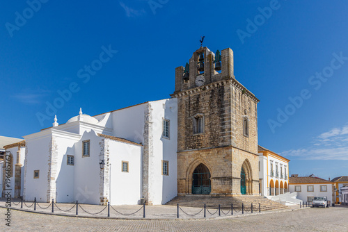 Downtown of Faro with Se Cathedral in Faro, Portugal