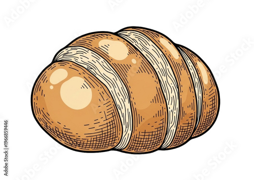 Deliciously baked bread loaf with a swirl of butter and a golden-brown crust