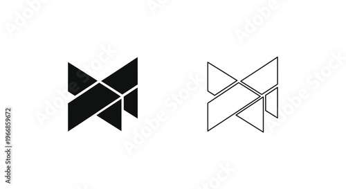 a black and white logo with geometric shapes Vector