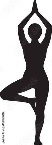 yoga pose silhouette, tree pose, vrksasana