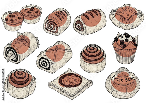 A delightful array of freshly baked goods and sweet pastries, perfect for any dessert lover's craving