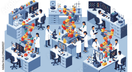 Scientists working in a modern laboratory conducting research and experiments.