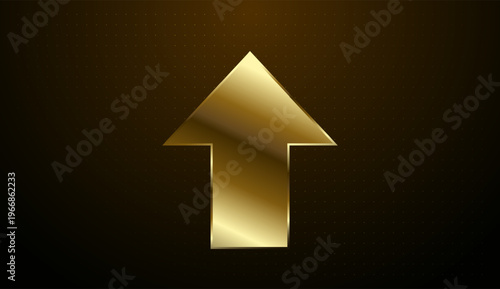 A single, bold Gold arrow points up, serving as a premium symbol for Business innovation. with minimalist graphic represents the pinnacle of Growth within the global Finance sector