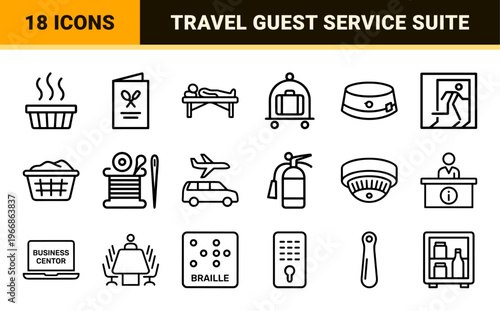 Luxury Hotel and Hospitality Services Ultra-Minimalist Monoline Geometric Line Art Grid for Professional Digital Wayfinding and App Design