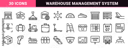 Global Logistics and Warehouse Management Ultra-Minimalist Monoline Geometric Line Art for Industrial Supply Chain and Storage Operations