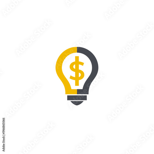 A stylized illustration depicting a lightbulb with a dollar sign inside, in gold and gray