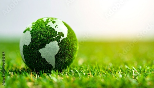 Vibrant green planet Earth covered in grass on a sunny meadow.