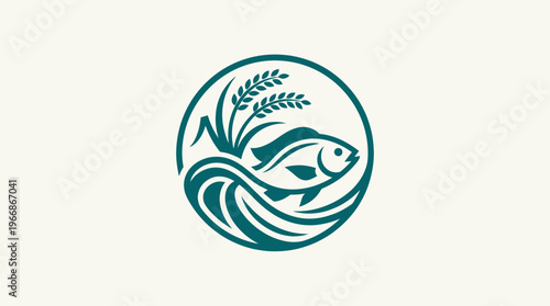 Abstract Logo Featuring Fish and Natural Elements