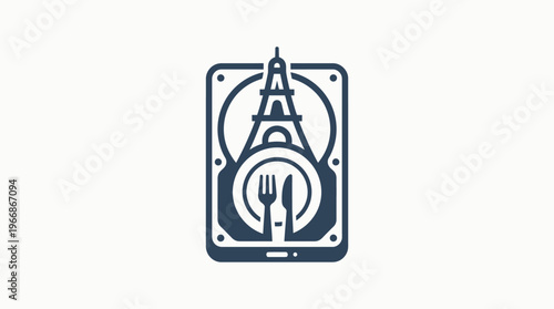 Parisian Dining Concept Eiffel Tower Plate and Cutlery Logo