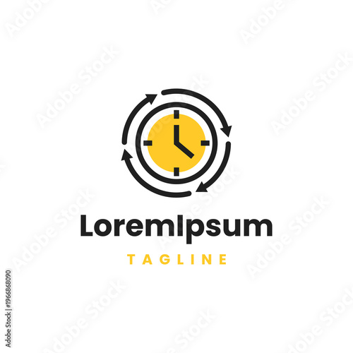 Modern Time Management Logo with Circular Arrow and Clock Icon