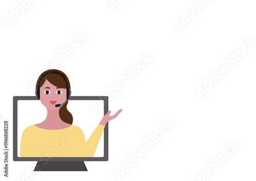 説明をするオペレーターの女性（左）のベクターイラスト素材