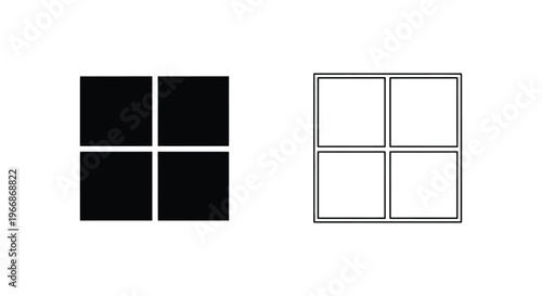 two squares divided into four equal parts Vector