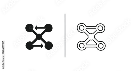 a black and white drawing of two drone icons side by side Vector