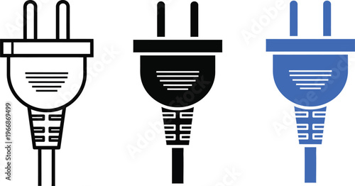Three electrical plugs european british and american standards
