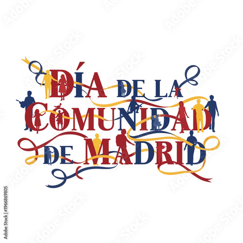 Madrid Community Day celebration with colorful typography and silhouettes