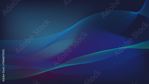 デジタルウェーブの抽象背景 青のライン テクノロジーイメージ