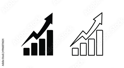 bar chart and line graph icons showing growth and statistics Vector