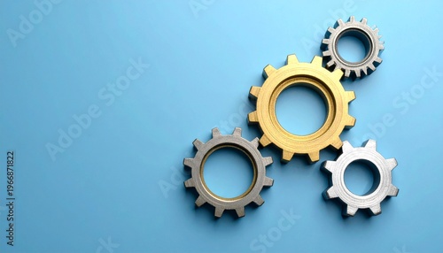 Interlocking Gears Mechanism Technology Concept.