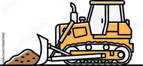 Yellow Industrial Bulldozer Crawler Tractor