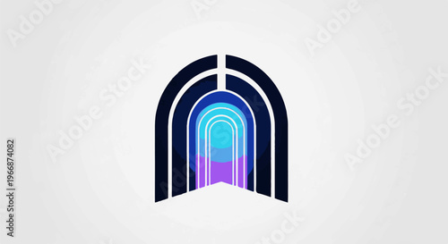 Abstract archway with multiple colorful layers receding into depth
