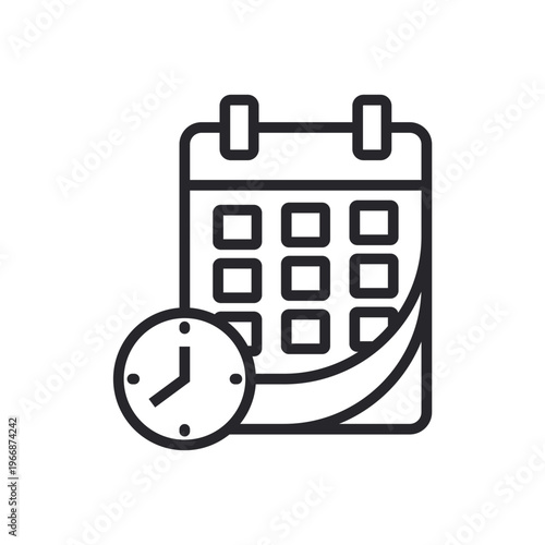 time icons outline and Flat Style,transparent background