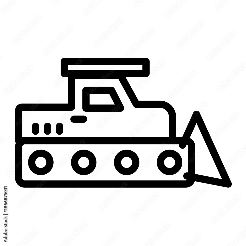 Fototapeta premium This line icon shows a bulldozer used to move soil and heavy materials. Suitable for construction platforms, land development systems, and interfaces related to infrastructure and engineering projects