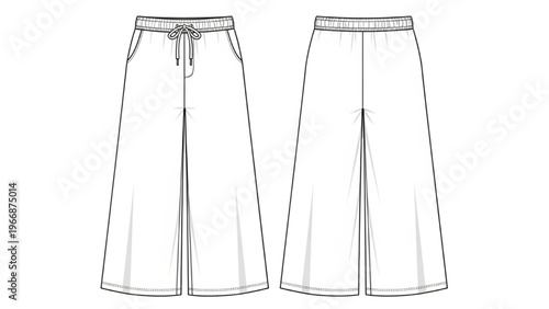 Fashion illustration showcases vector CAD design style pants