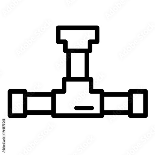This line icon shows a pipe with a valve used to control fluid flow. Suitable for plumbing systems, industrial platforms, and interfaces related to water supply and infrastructure management.