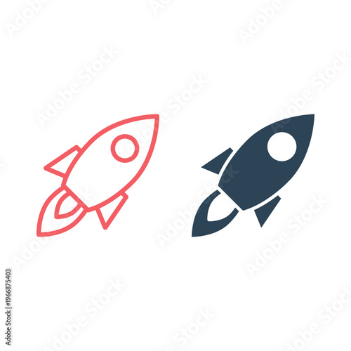 Rocket vector icons set, Rocket Launched Logo Template Illustration Design.