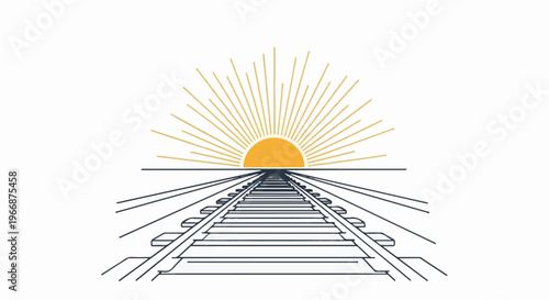 A sunrise behind a train track, symbolizing hope and a new beginning