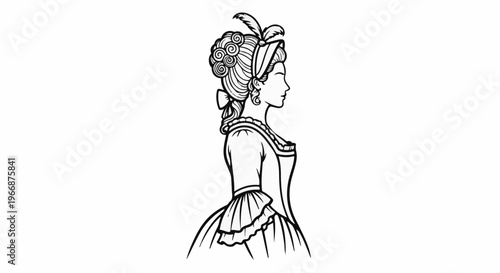 Profile silhouette of a lady in elaborate 18th-century attire