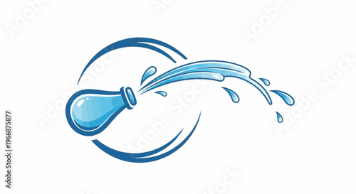 Blue stylized liquid splash from a bottle outline