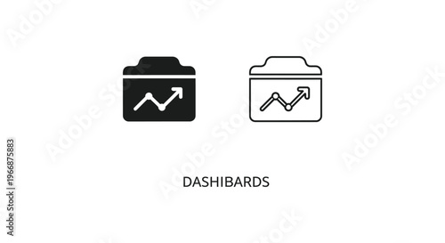 a pair of dashboards with line graphs on folders Vector