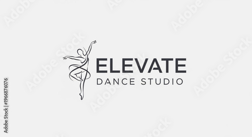 Logo for elevate dance studio a minimalist line art dancer and text on white background