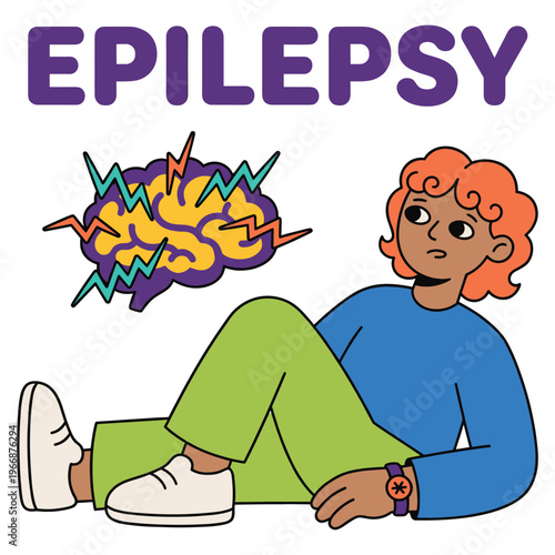 Illustrative Character Experiencing Medical Health Symptoms of Disease Healthcare Awareness for Neurological Conditions