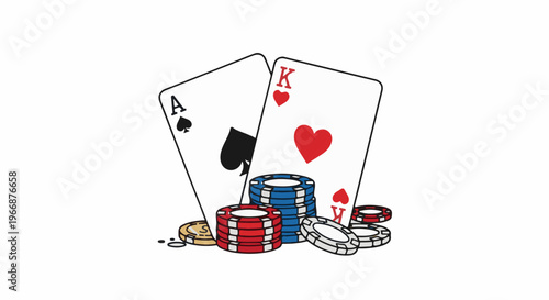 Ace and King cards with stacks of casino chips