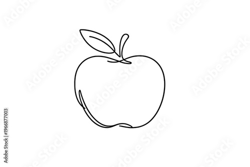 Minimalist black outline of apple on white background