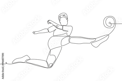 Football player. Football concept one-line drawing