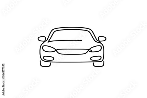 Simple line drawing of a car - front view automotive illustration
