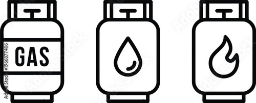 Three gas cylinder icons showing different states of fuel level