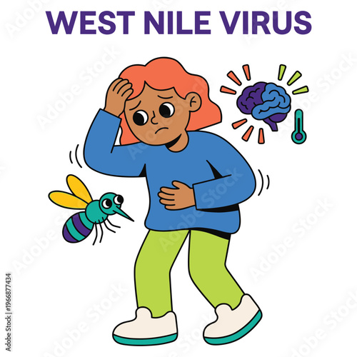 Medical health character shows disease symptoms fever, headache, brain discomfort. A vital healthcare concern