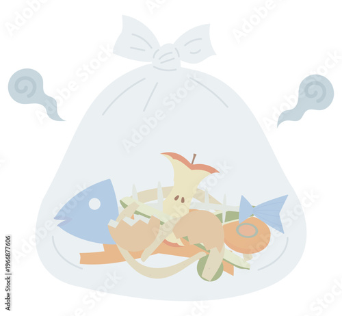 ゴミ袋に入った生ゴミのイラスト