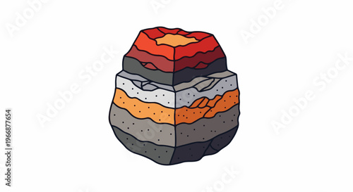 Stylized cross-section of earth layers, showing strata of rock and soil