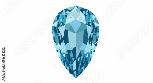 Abstract geometric teardrop gemstone in shades of blue and teal