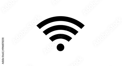 Simple black WiFi symbol on a plain white background.