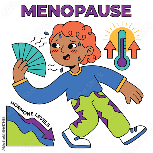 Medical Health Disease Symptoms of Menopause Character Experiencing Hot Flashes, Hormonal Imbalance, and Healthcare Concerns