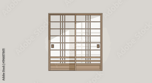 Japanese Shoji Sliding Door Illustration